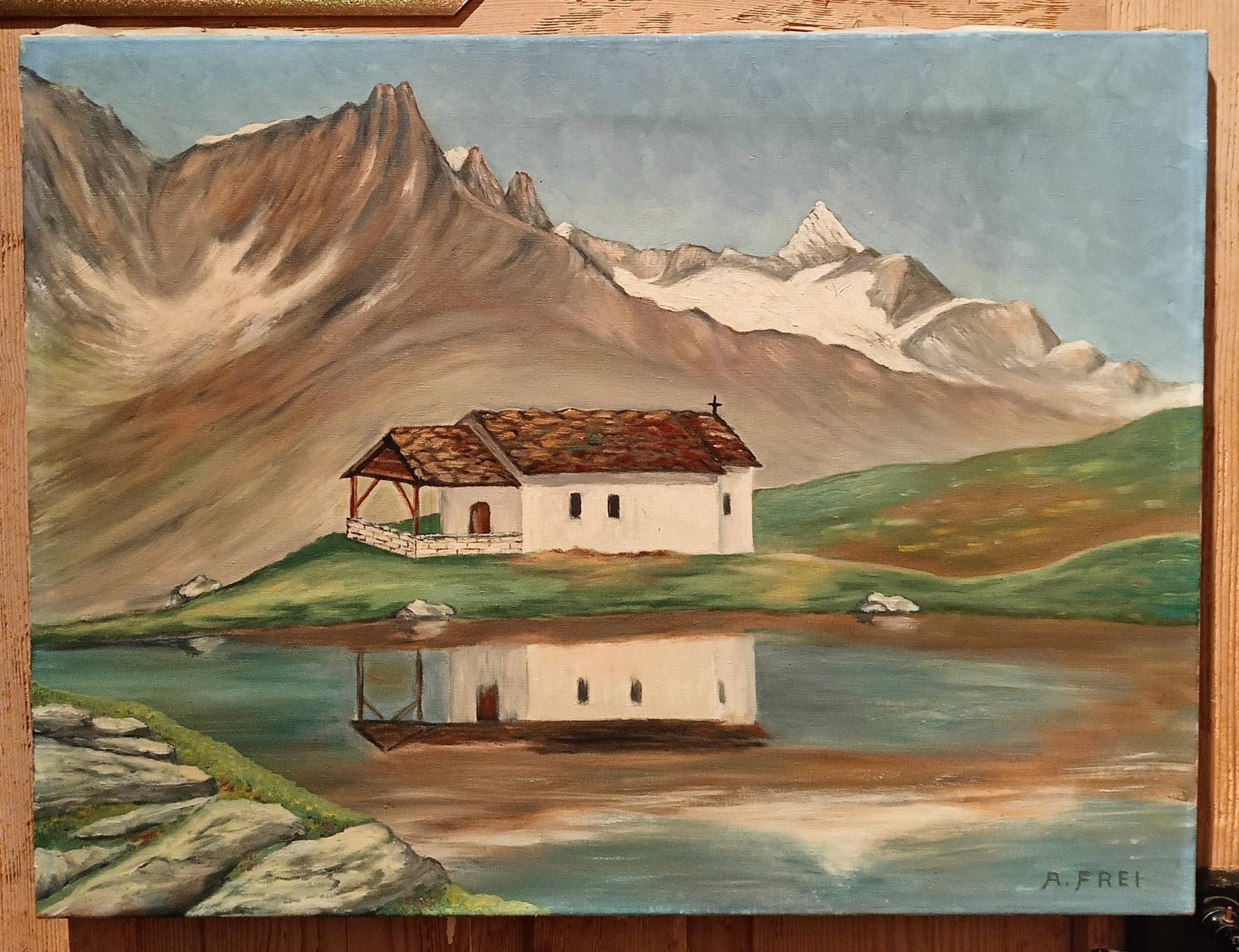 Dipinti: Originalgemälde August Frei – Bergkirche – Usato da Delémont venduto da sedlas
