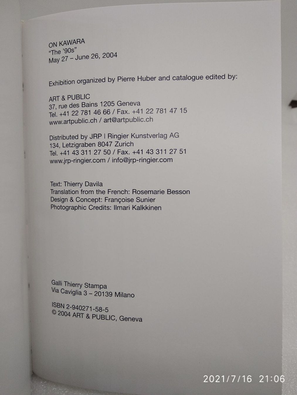 Libri: ON KAWARA GENF 2004 – Usato da Goldach venduto da Gaip 7