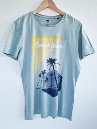 Herren T-Shirt WE Fashion Gr. M Blau Beach 100% Baumwolle