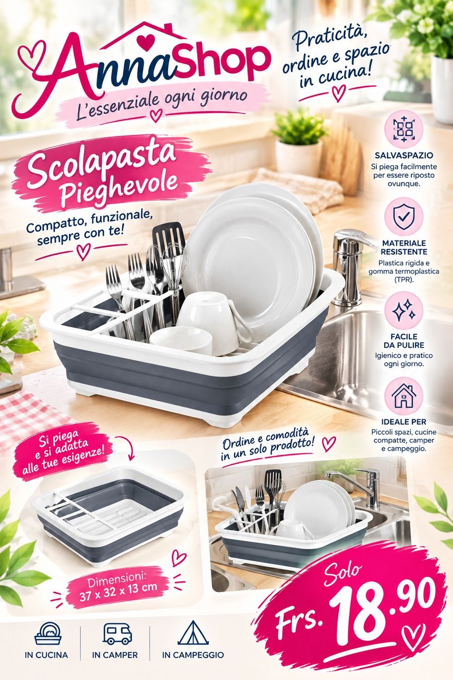 Komplettküchen: Scolapiatti pieghevole – Neu und originalverpackt aus Contone von AnnaShop26