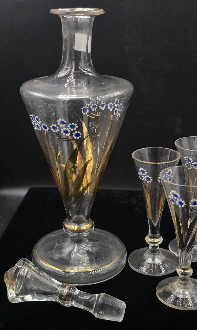 Karaffen: Vintage-Set Glaskaraffe mi Gläsern – Gebraucht aus Rorschacherberg von snOOpydOg11 3