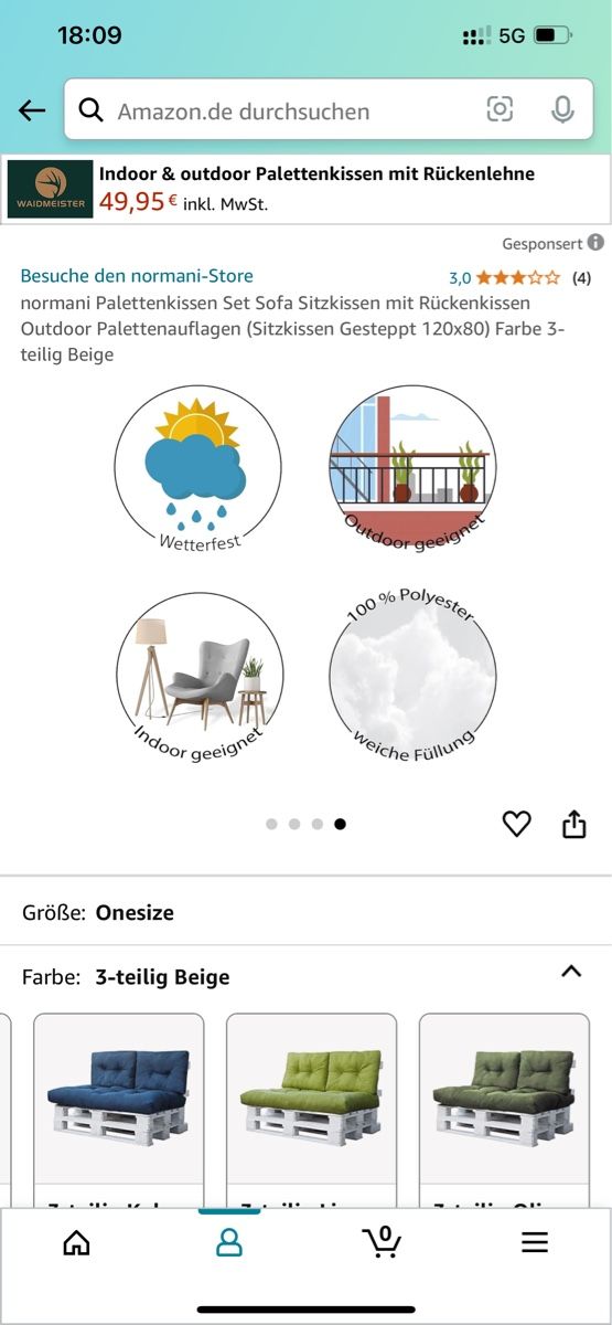Kissen: Palettenkissen 3 Set ( 1 Set=1x grosses Kissen  &2 x kleine) – Gebraucht aus Buchs ZH von  2