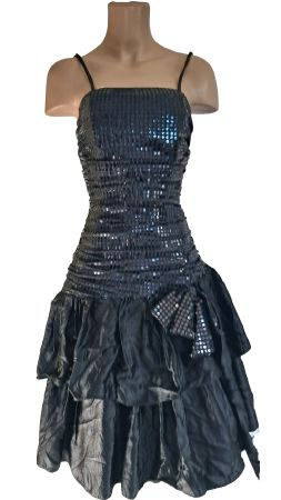 Tangokleid schimmernd schwarz edel, Abendkleid, Tanzkleid S