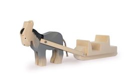 Esel mit Schlitten, Holz, Trauffer, Länge: ca. 30,5cm, neu