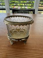 Dekorative Glasvase Messing mit Fuss und Ring guter Zustand