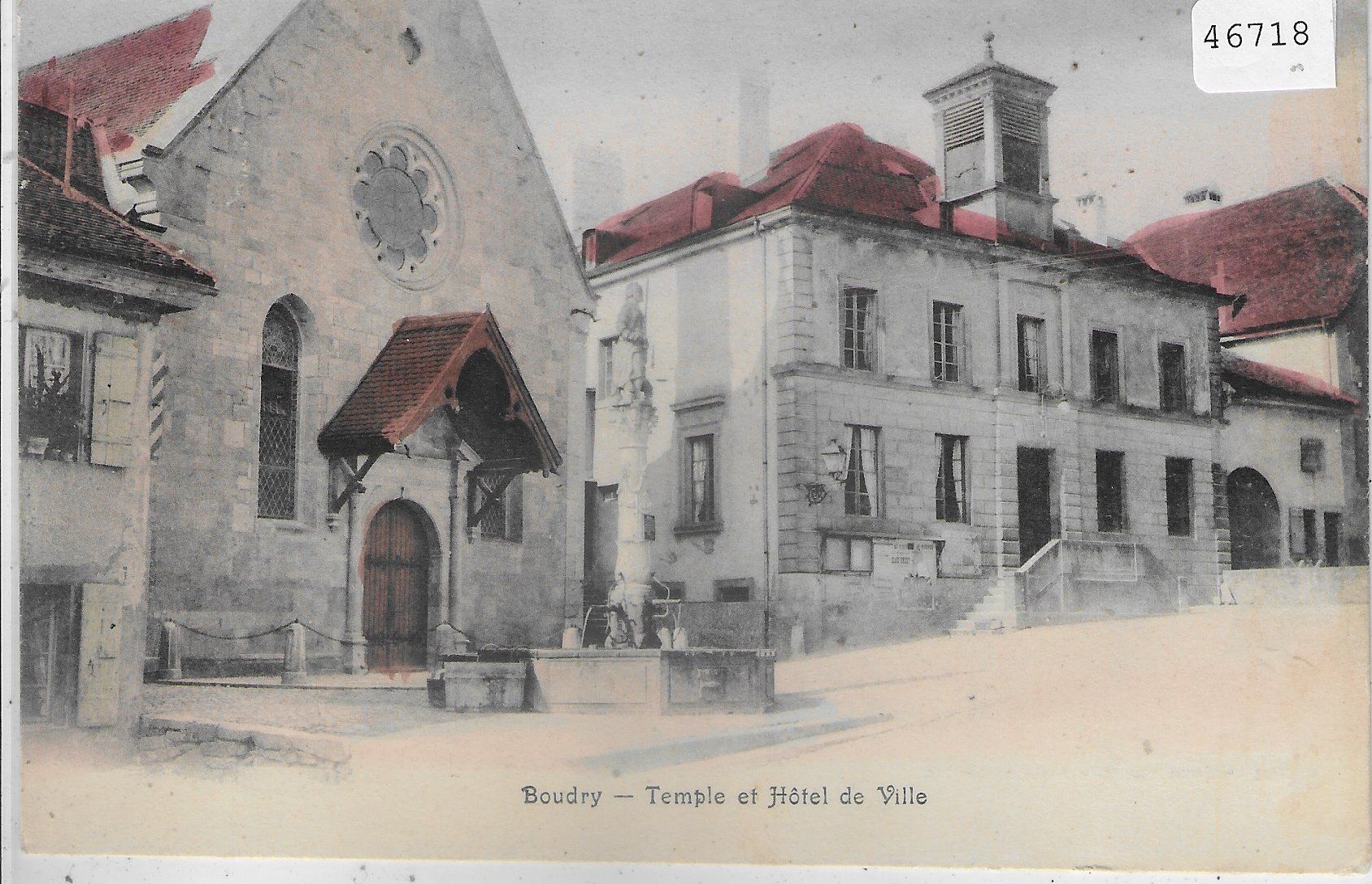 Cartoline postali: Boudry - Temple et Hotel de Ville - coloriert – Difettoso da Ettingen venduto da Kartenplanet