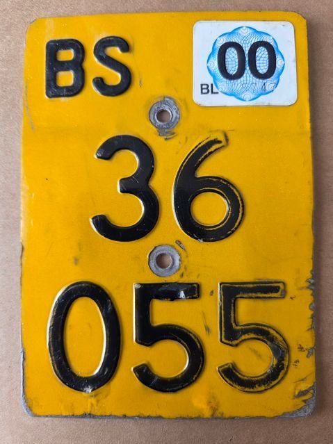 Sachs Insegne: Velonummer BS 2000 gelb Mofanummer Plaque Mofa – Usato da Schenkon venduto da Uhu007