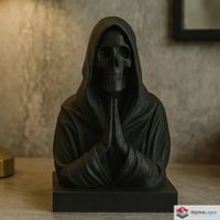 Black Grim Reaper Sculpture – Gothic Skeleton Art - 3D Print