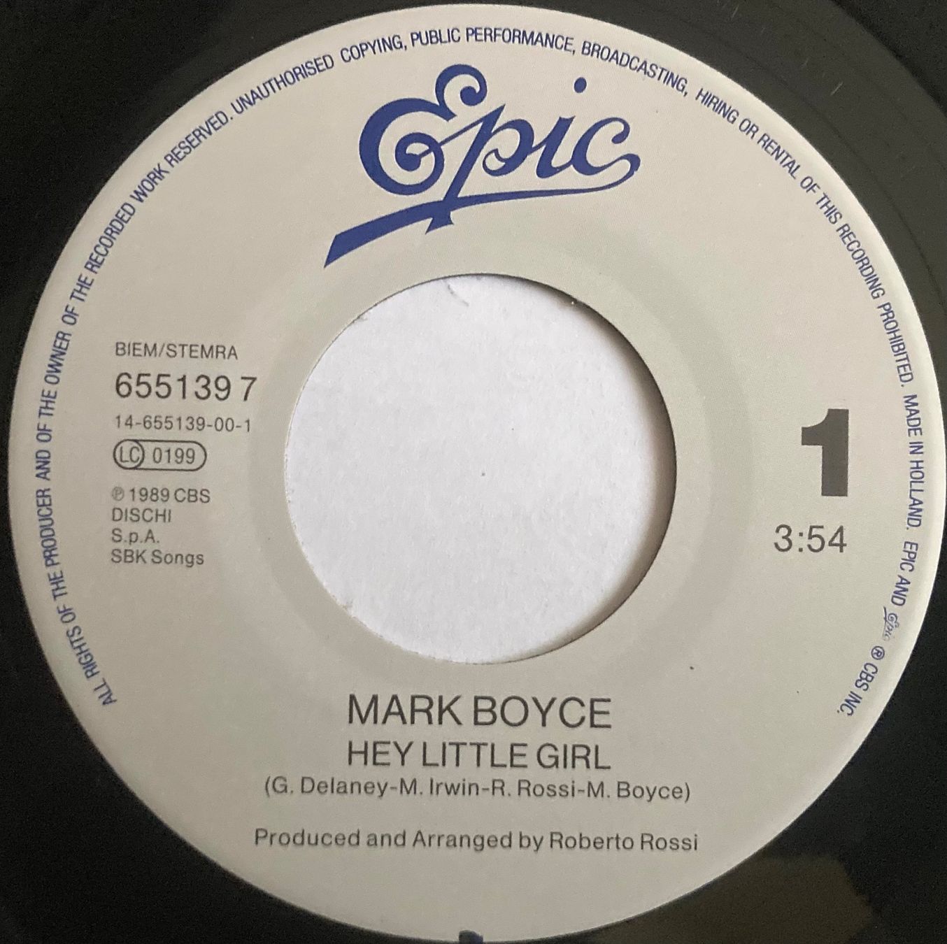 Dischi in vinile: MARK BOYCE - HEY LITTLE GIRL – Usato da Poliez-Pittet venduto da Newtown-Records 2