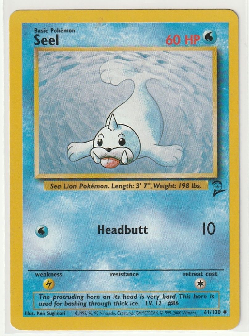 Pokémon Sammelbilder & Trading cards: 1999 Pokémon Jurob Seel (61/130), Basis Base Set 2 – Gebraucht aus Biel/Bienne von historian-198