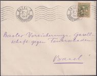 1917, J8 auf sauberem Brief von BASEL kat: 20.-+