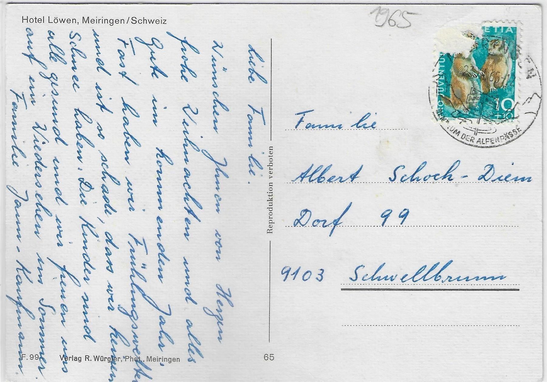 Cartoline postali: Hotel Löwen Meiringen BE – Antico da Ettingen venduto da Kartenplanet 1