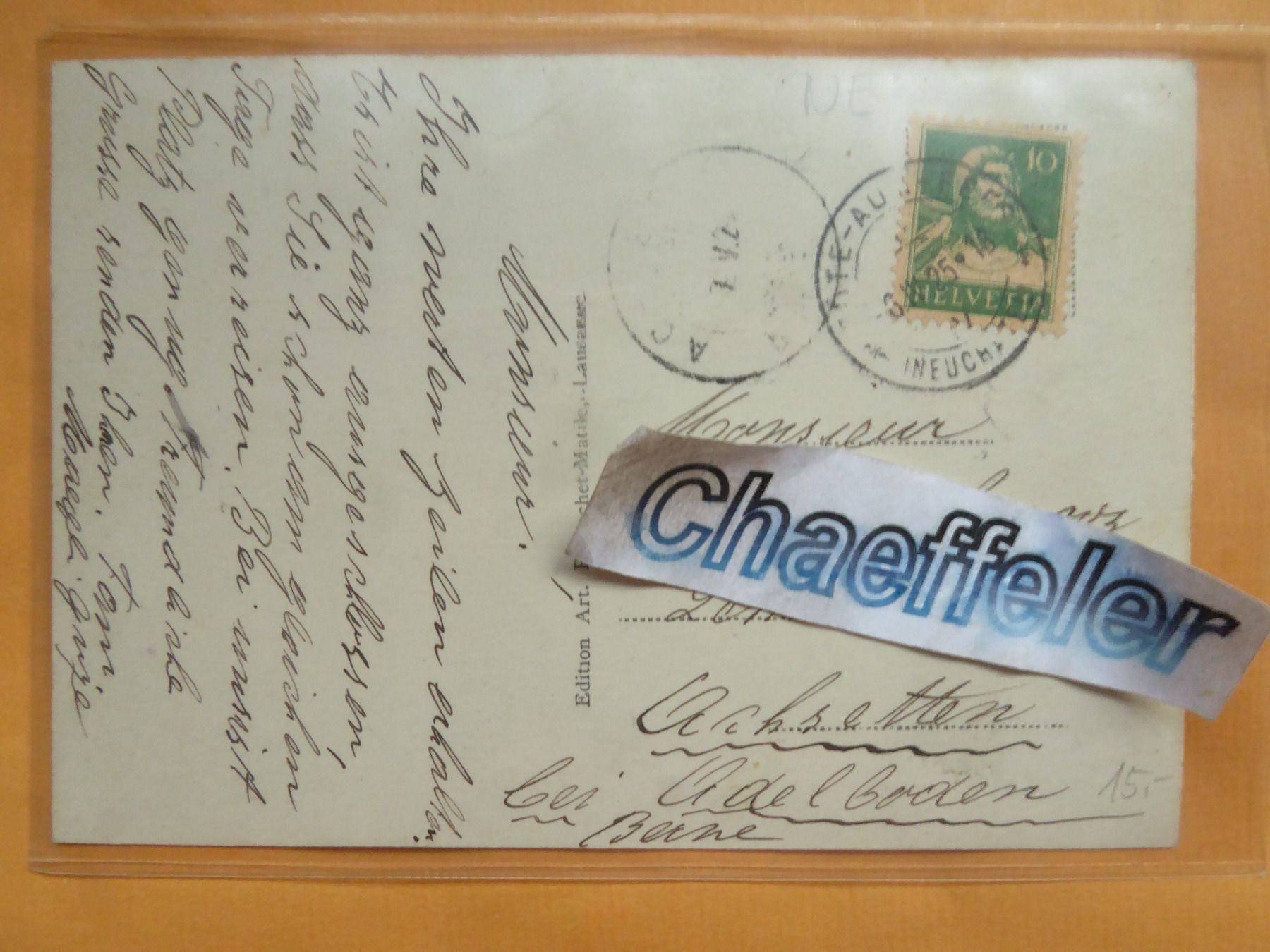 Cartoline postali: 1925 La Côte-aux-Fées – Usato da Zürich venduto da Chaeffeler 1