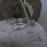 Sterling Silber 925 Creolen mit Amazonite