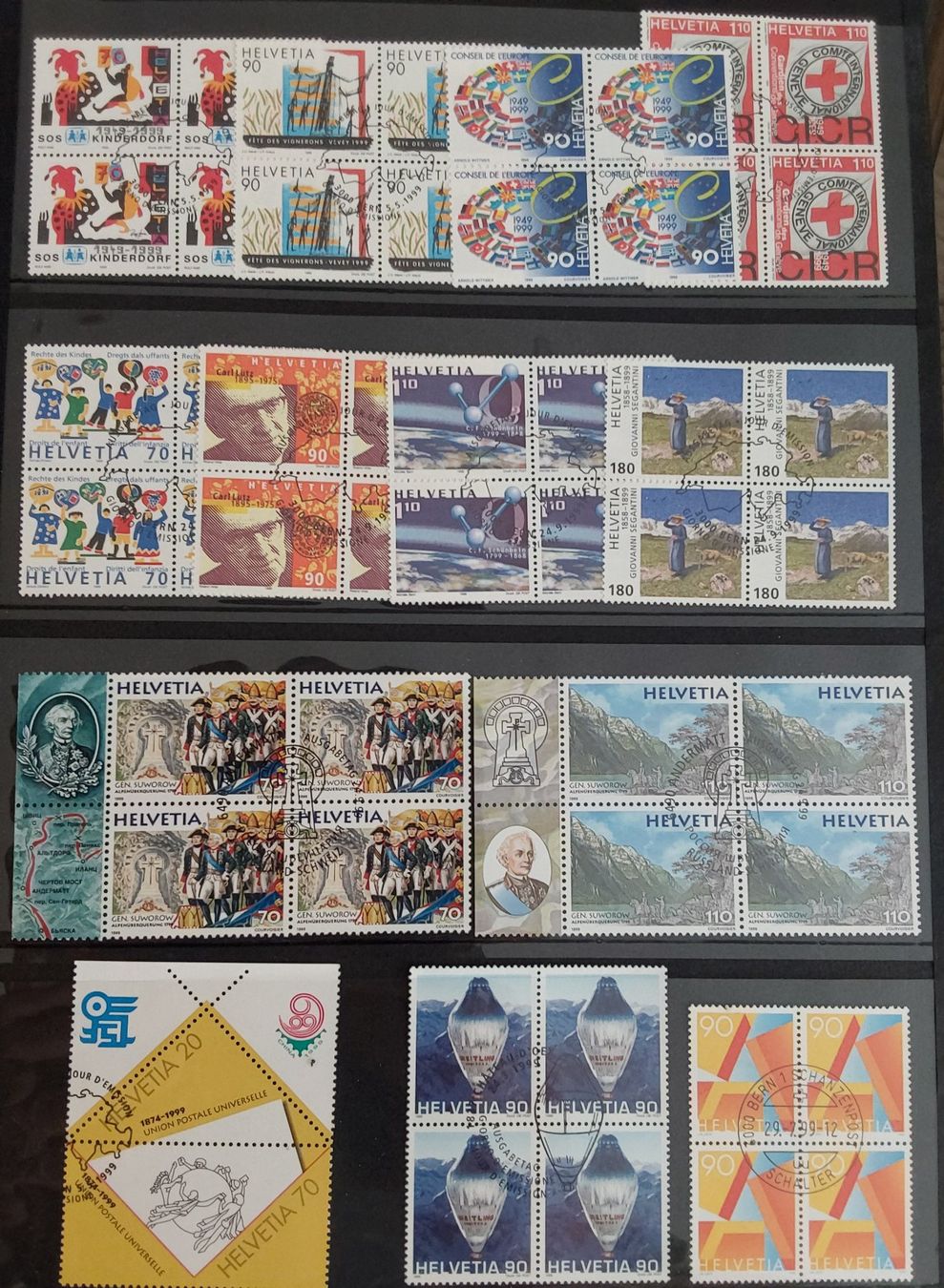 Tous les timbres: Ü. 100 Stk. Viererblocks, Blocks etc. 1998-2004, ET – D'occasion à Münchwilen AG par Nesar 2