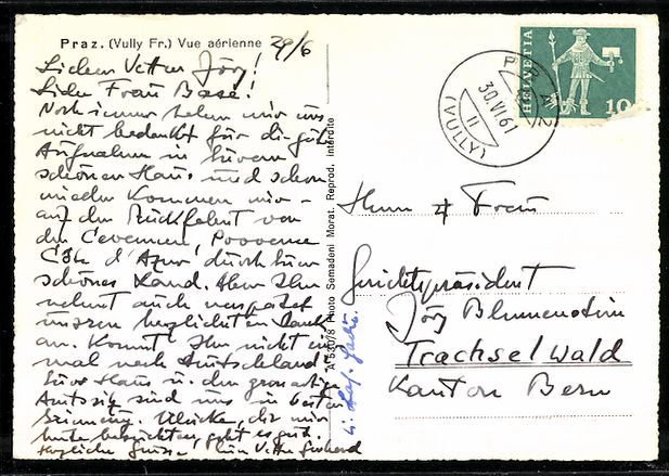 Cartoline postali: AK Praz /Vully, Vue aérienne – Usato da Berlin venduto da bartko-reher 1
