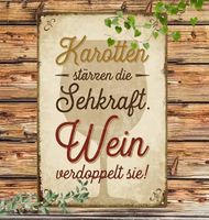 NEUES witziges Metall Schild Karotten / Wein - 226131