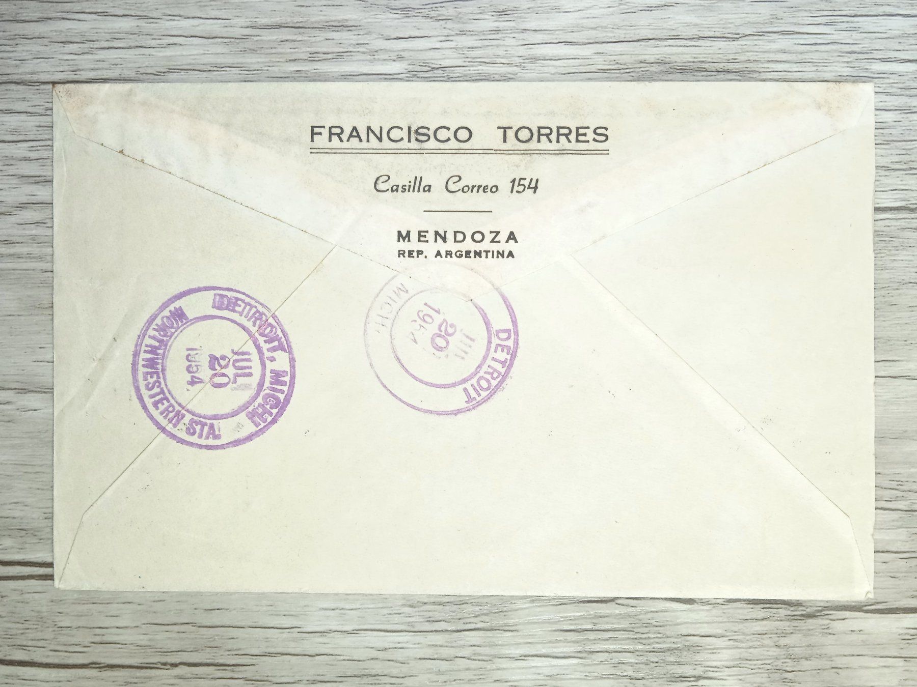 Tutti i francobolli: TR80 Enveloppe + Timbre Argentine 1954 – Usato da Cousset venduto da Patrick_Collections 1