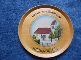Wolfhalden,Gruss aus..Holzteller,handbemalt,Kirche,gedrechse
