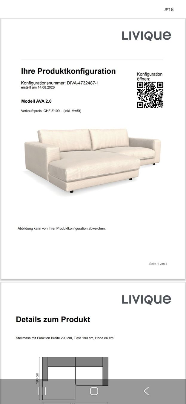Livique Sofas: Ecksofa AVA LIVIQUE  2.0 – Gebraucht aus Flims Dorf von cmi_6yr9 2