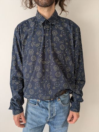 Herren Hemd Cubus blau gemustert Grösse XL Regular Fit