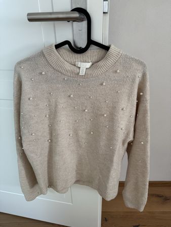 H&M Pullover beige mit Perlen Grösse XS guter Zustand
