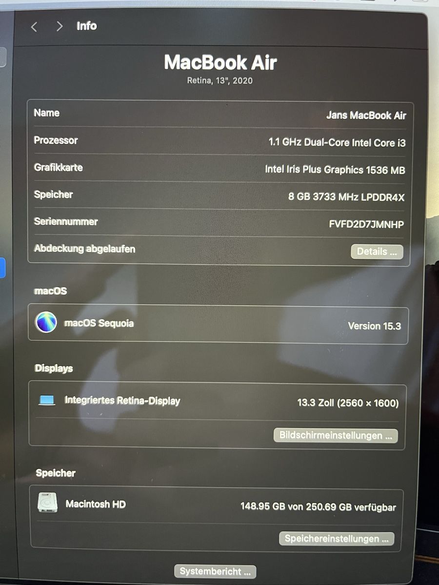 Apple Notebooks: Mac Book Air 13' 256GB  (2020) – Gebraucht aus Bern von jan_2vny 1