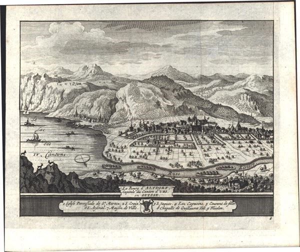 Incisioni: Altdorf Originalkupferstich von 1714 – Usato da Rafz venduto da Helvet32
