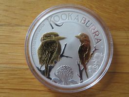 Kookaburra Münze 2023 / 1 Unze Silber gilded
