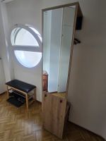 Garderobenmoebel Spiegel mit Fach und Schuhablage Holzoptik