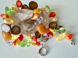 Sommer Kette aus Barock Perlmutt Achat & Glasperlen Unikat