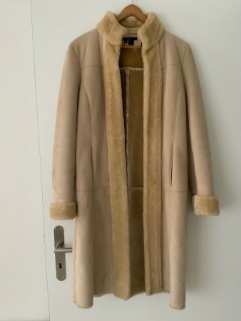 Damen Mantel Jean Basic beige Kunstfell Grösse M