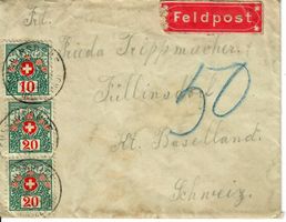 Feldpostbrief aus Deutschland mit Nachporto nach Füllinsdorf