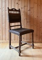 Stuhl Holz Leder dunkel antiker Stil guter Zustand