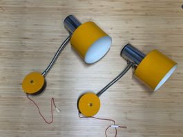 70er Jahre Nachttischlampe/ Spot Vintage Retro -Gelb- Design