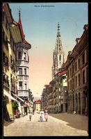 AK Bern, Kesslergasse, Straßenpartie mit Münster-Turm