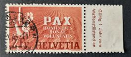 8-17-1 Timbre Helvetia oblitéré. Armistice  (PAX) 1945