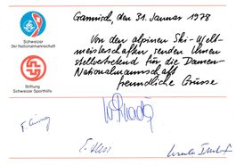 5 Autogramme Marie-Theres Nadig 1978 ideal für Tausch