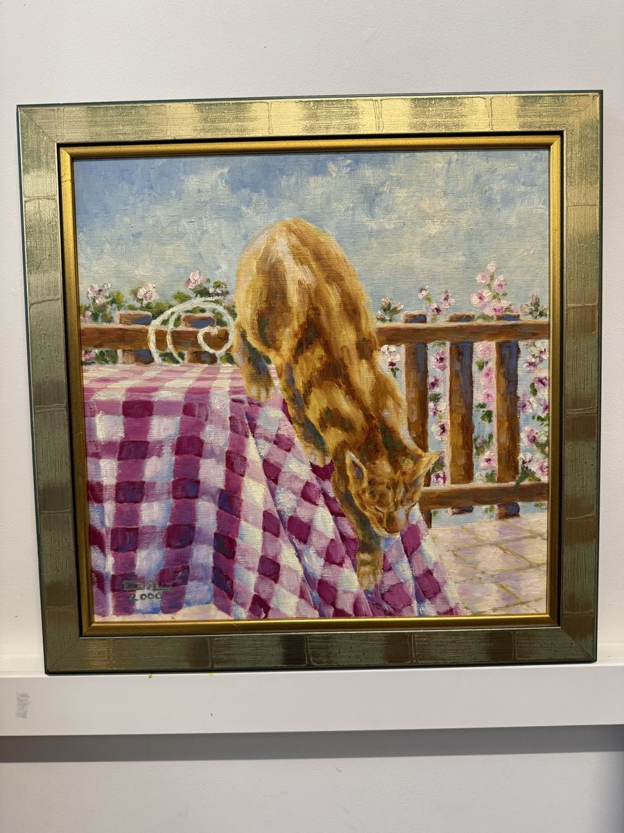 Gemälde: Original "Resting Cat" Oil Painting Framed - Summer – Gebraucht aus Morges von SevArt 1
