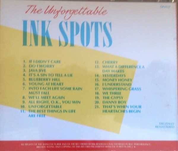 CD: Ink Spots THE UNFORGETTABLE Vocal Jazz Swing CD – Usato da Kandergrund venduto da Sososo 1