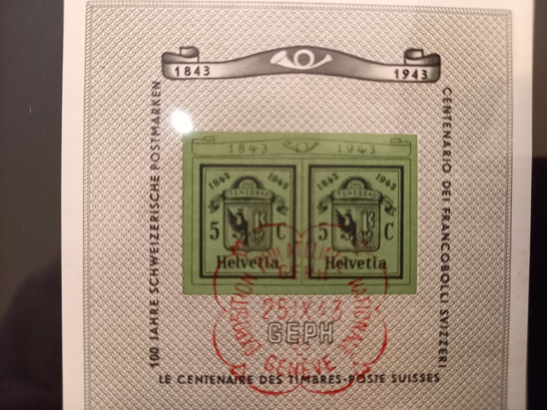 Tutti i francobolli: 2 blocs oblitérés Genève 1943 et centenaire poste CH – Usato da Lausanne venduto da leneko 1