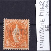 MÜNTSCHEMIER (BE) Stabstempel auf Stehende Helvetia, selten!