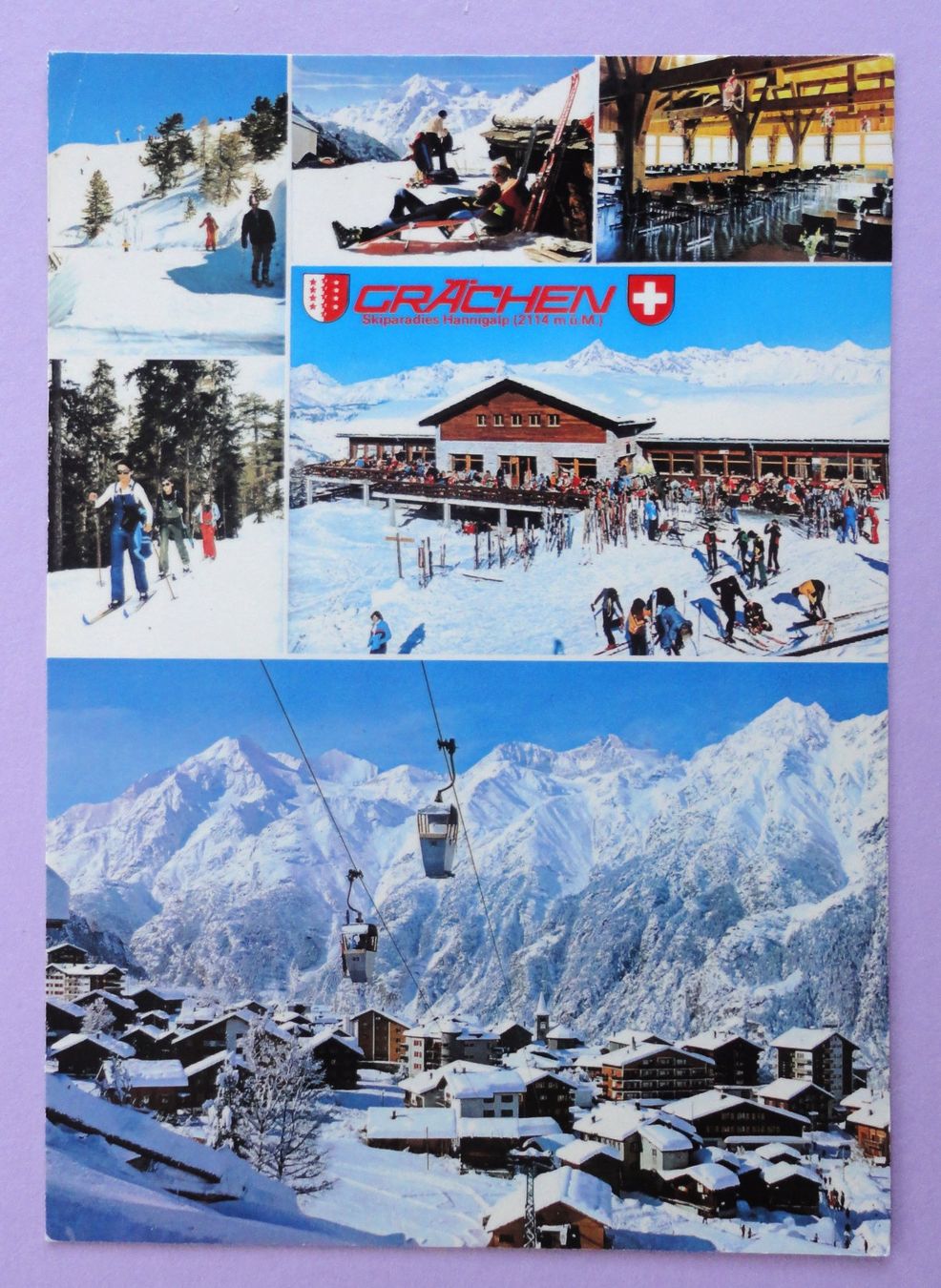 Cartes postales: Grächen mit Bergrestaurant Hannigalp – D'occasion à Fétigny par Billy2miny