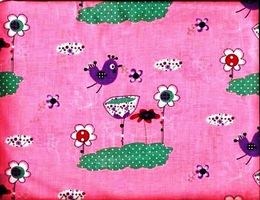 Baumwollstoff 50 x 70 cm Vögeli Blumen