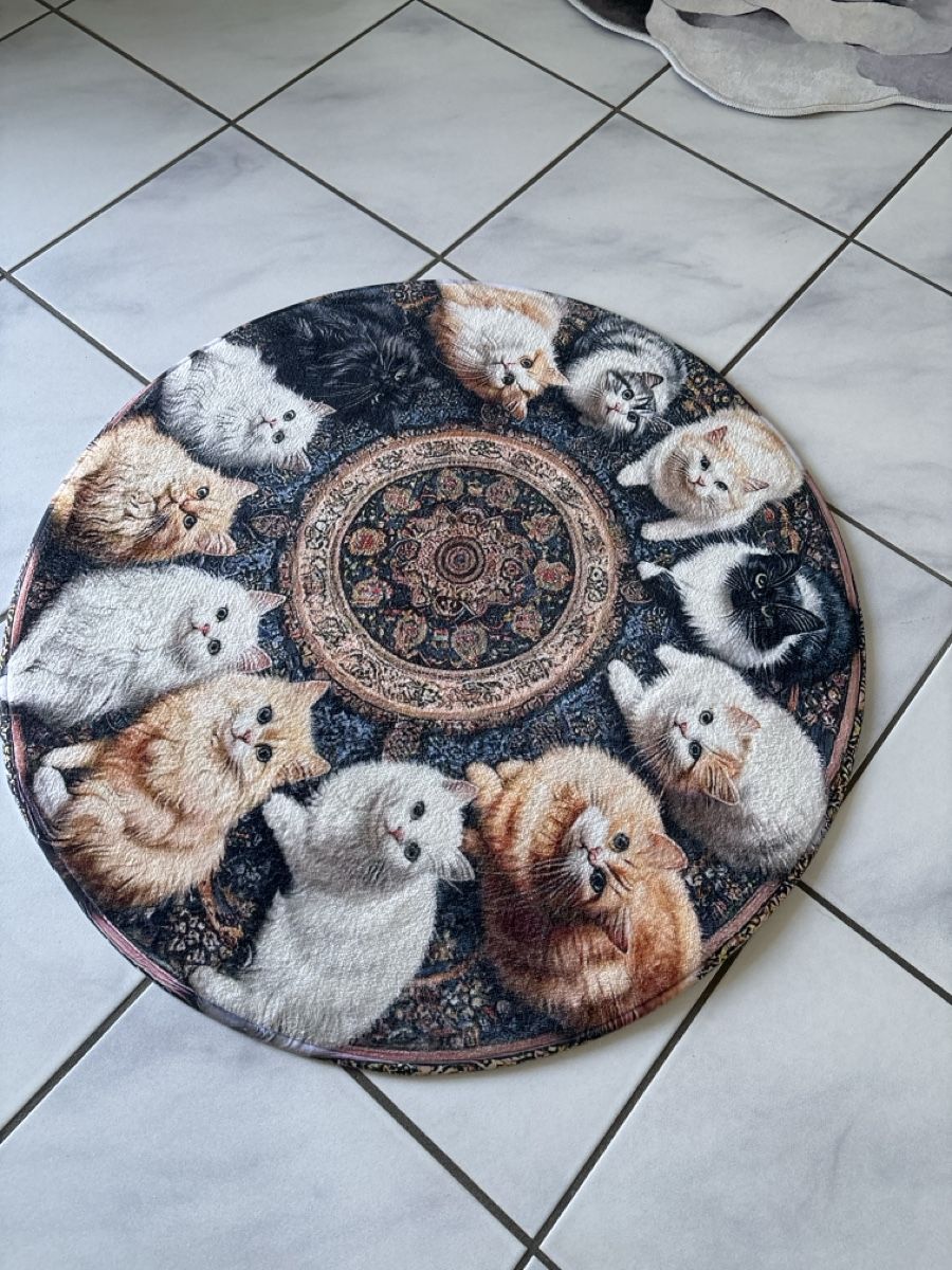 Tappeti: Runder Teppich mit Katzenmotiv – Nuovo (secondo la descrizione) da Pfeffikon LU venduto da AliceE