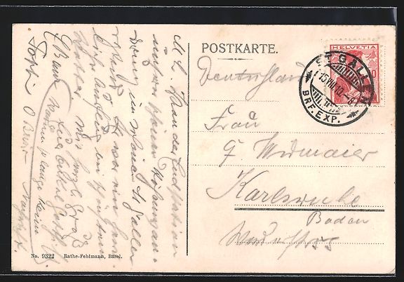 Cartoline postali: St. Gallen, Ortsansicht aus der Vogelsch – Usato da Berlin venduto da bartko-reher 1