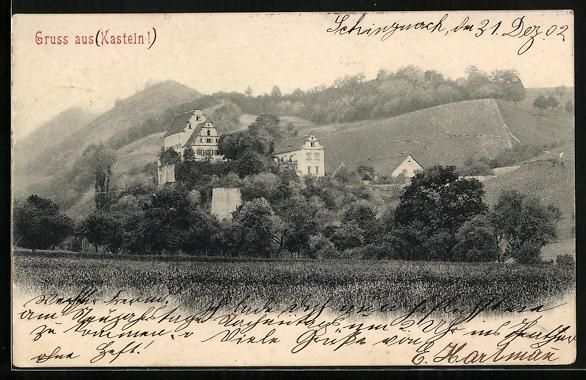 Ansichtskarten: AK Oberflachs, Schloss Kasteln, 1903 – Gebraucht aus Berlin von bartko-reher