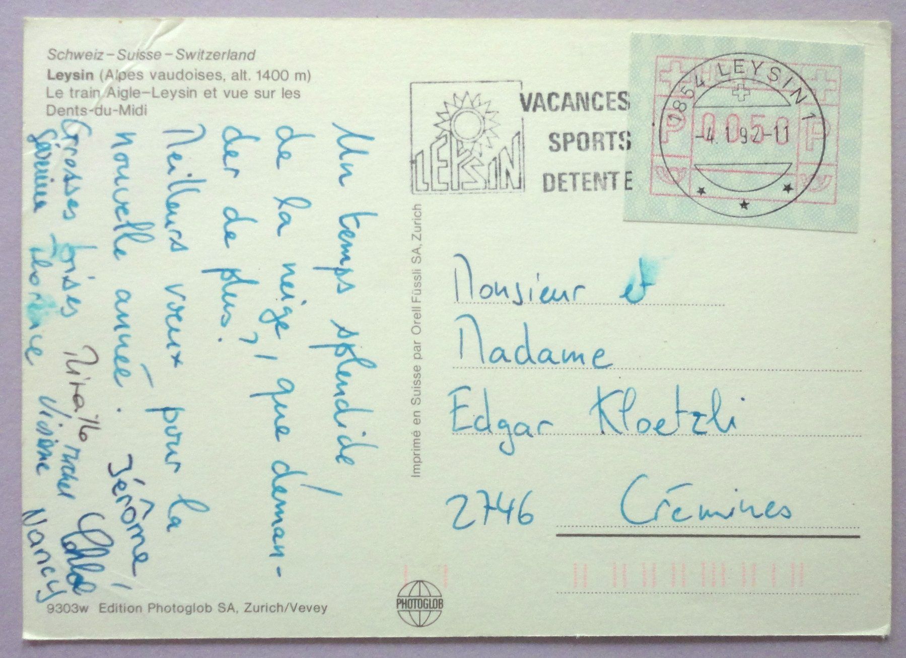 Cartoline postali: Leysin, Le train Aigle-Leysin – Difettoso da Fétigny venduto da Billy2miny 1