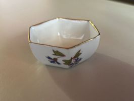 Porzellan Schälchen sechseckig Goldrand Blumenmuster Zust...