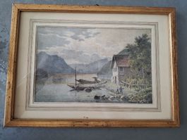 Antike Grafik Vierwaldstättersee - Gersau ?🖼️ 